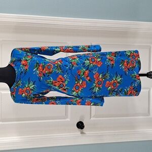 LulaRoe Debbie Floral Long Sleeve Colorful Dress Below Knee Modest Caual Dress